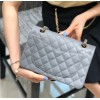 Chanel Light Blue Quilted Caviar 25 Classic Double Flap Gold Hardware Bag