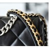 Chanel silver flap black bag 19 medium size