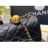 Chanel Lambskin & Gold-Tone Small Metal Flap Bag Black 20cm