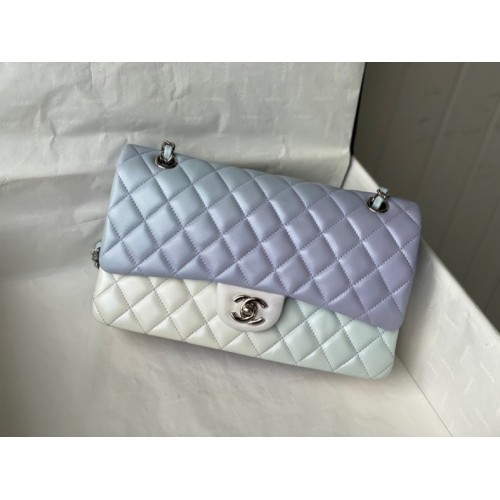 Chanel classic multicolor light blue CF flap bag 25cm