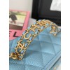 Chanel vanity blue leather handle bag