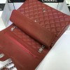 CHANEL 1112 Maroon Red Size 33cm Caviar Leather Flap Bag With Gold / Silver Hardware