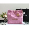 Chanel pink leather tote shopping bag