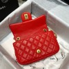 Chanel Lambskin & Gold-Tone Small Metal Flap Bag Red 20cm