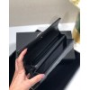 Chanel boy lampskin black leather long wallet