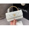 Chanel phone holder gold metal white bag