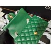 Chanel classic flap caviar leather bag gold hardware green 25cm