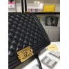 Chanel 30cm large boy bag black caviar leather with silver&gold hardware