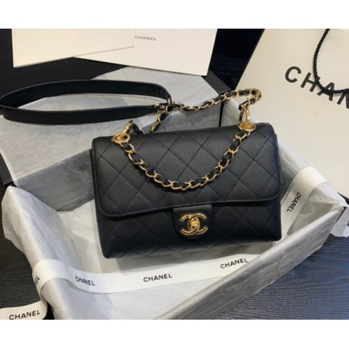 Chanel shoulder flap bag AS1459 in black