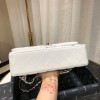 CHANEL 1112 White Medium Size 2.55 Lambskin Leather Flap Bag With Gold/Silver