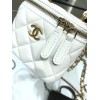 Chanel case white handle leather bag