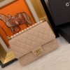 Chanel pearl Woc leather rhombic flap bag in beige