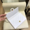 Chanel pearl Woc leather rhombic flap bag in white