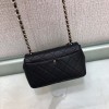 Chanel black big chain flap bag in black lampskin