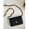 Chanel Woc double chain black leather bag