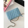 Chanel vanity blue leather handle bag