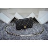CHANEL 1112 Black Size 20cm Lambskin Leather Flap Bag With Gold / Silver Hardware