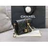 Chanel mini smooth leather pearl chain black flap bag