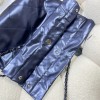 Chanel blue leather tote shopping medium bag