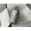 Chanel 19 silver leather large bag