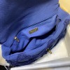 Chanel 19 Maxi-Quilted Fringe Canvas Blue Flap Bag