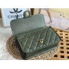 Chanel 22k Calfskin & Gold-Tone Metal Green Bag