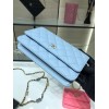 Chanel Grained Calfskin Wallet Charm WOC Blue