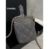 Chanel 22A Quilted Mini Vanity Rectangular Top Handle Grey Lambskin Bag