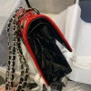 Chanel red patent leather CF flap bag 25cm