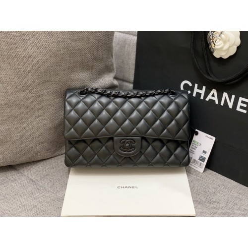 Chanel flap bag all black medium size 25