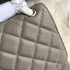 CHANEL 1112 Grey Large Size 30cm Caviar Leather Flap Bag