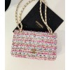 Chanel White Quilted Tweed New Mini Classic Flap Bag