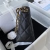 Chanel small tote bag black leather AS3223