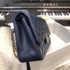 CHANEL 1112 Navy Blue Large Size 30cm Lambskin Leather Flap Bag With Gold Hardware