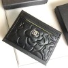 Chanel black rose silver card holder