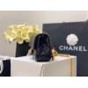 Chanel Lambskin & Gold-Tone Small Metal Flap Bag Black 20cm