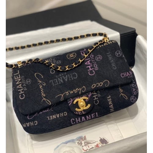 Chanel flap black denim new bag