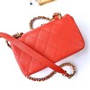 Chanel flapbag handle lampskin pink leather 19cm bag