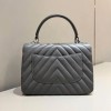 Chanel Chevron Trendy CC Flap Top Handle Silver Bag