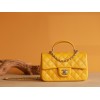 Chanel Top Handle gold hardware yellow lambskin mini bag