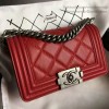 Chanel Large Quilted Calfskin Boy Bag Red A14042 VS09730