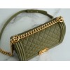 Chanel Green Quilted Caviar Medium Boy Bag