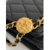 Chanel Woc double chain black leather bag