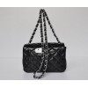 CHANEL 1112 Black Lambskin Leather Flap Bag With Silver Hardware