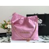 Chanel pink leather tote shopping bag