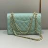 Chanel CF flap mint green grain leather 25 gold bag
