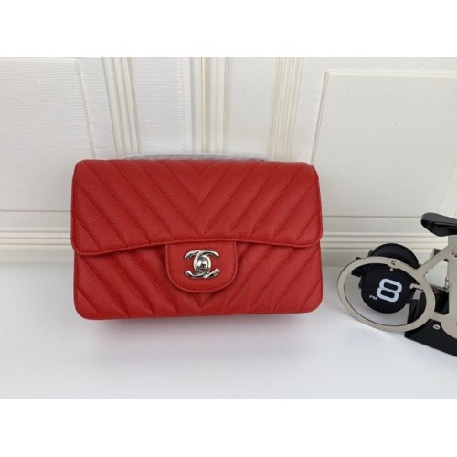 Chanel CF 20cm bag in red Caviar leather