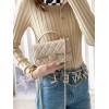 Chanel Beige Lambskin Quilted Mini Top Handle Rectangular Flap Bag
