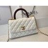 Chanel Coco flap bag white handle 24 cm