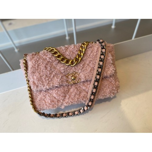 Chanel tweed pink flap bag 30cm